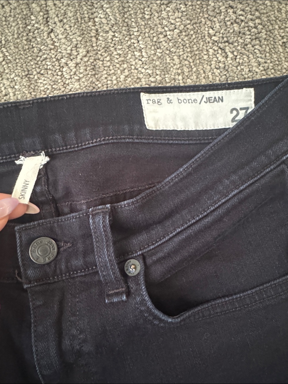 rag & bone Skinny Jeans in Dark Black Wash